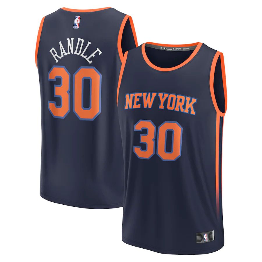 Men New York Knicks #30 Julius Randle Fanatics Branded Navy Statement Edition 2022-23 Fast Break Replica NBA Jersey